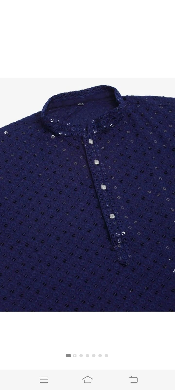 Navy Blue Chikankari Embroidered Kurta for Men | Kaarigari Fashion