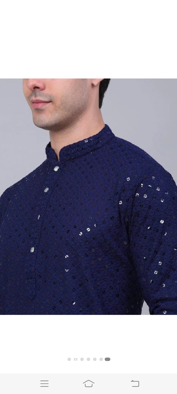 Navy Blue Chikankari Embroidered Kurta for Men | Kaarigari Fashion